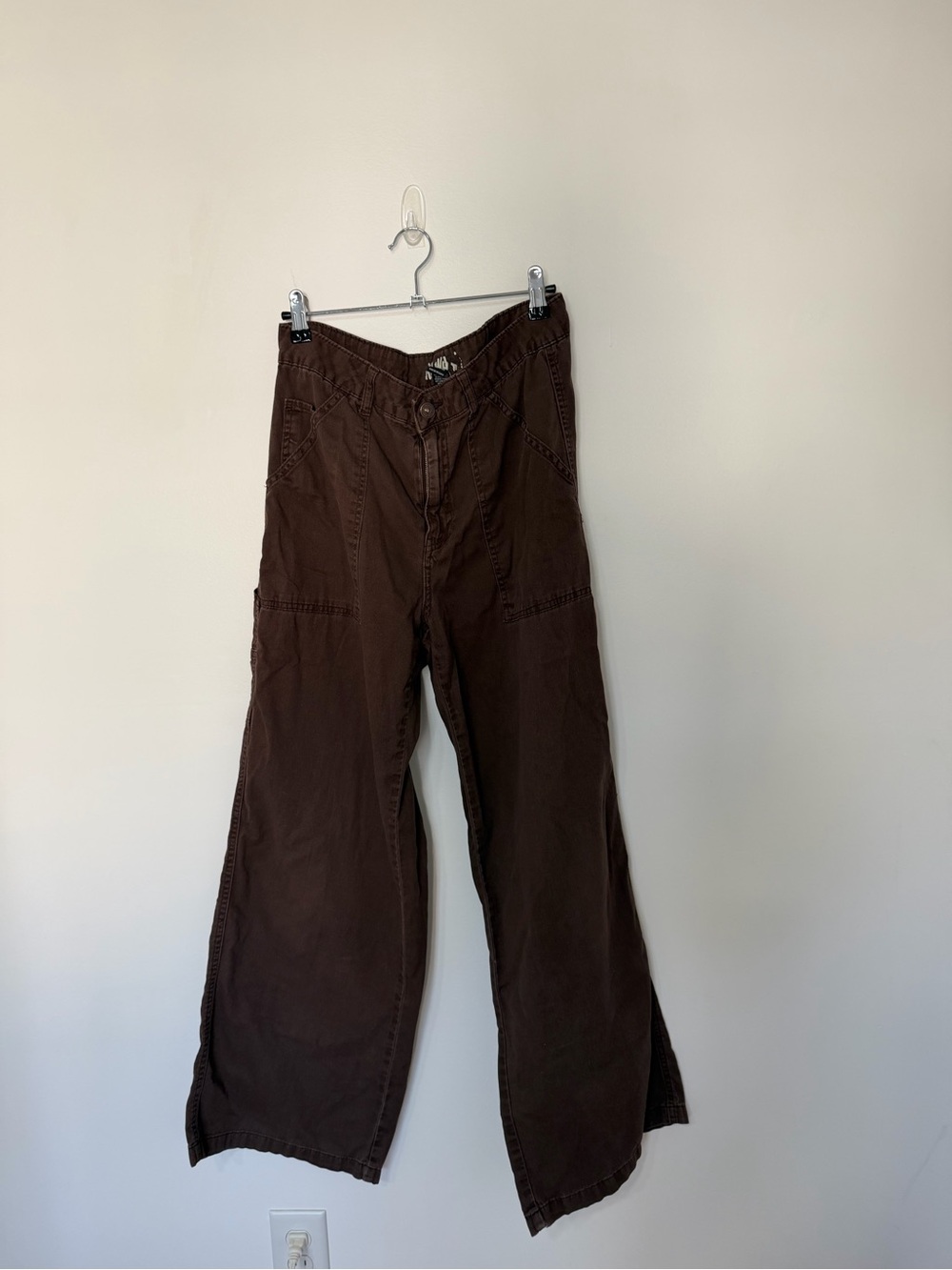 Women’s Vintage Brown Wide Leg Cargo Style Utility Pants Baggy 26”
